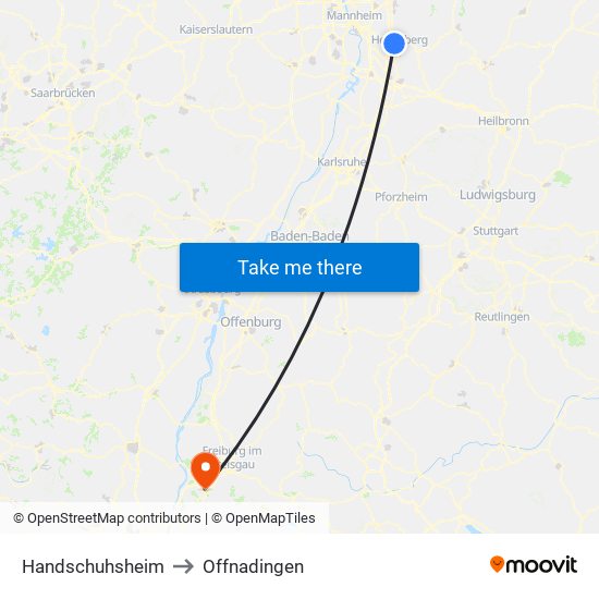 Handschuhsheim to Offnadingen map