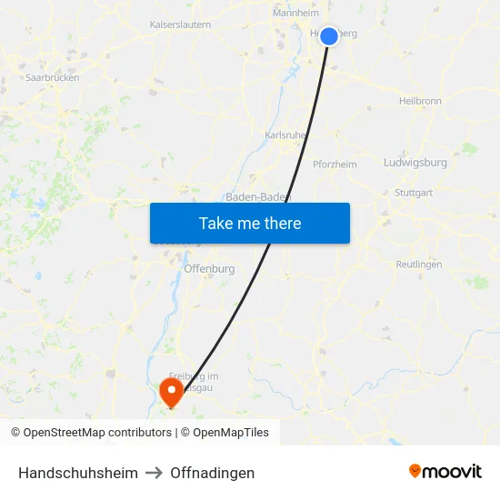 Handschuhsheim to Offnadingen map