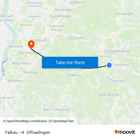 Falkau to Offnadingen map
