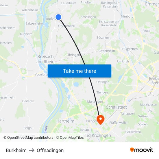 Burkheim to Offnadingen map