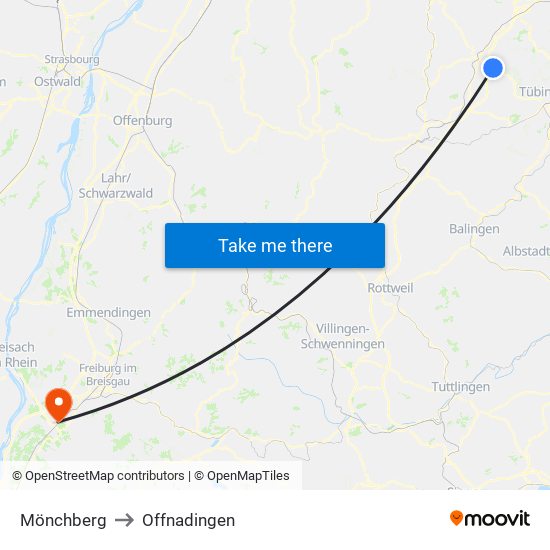 Mönchberg to Offnadingen map