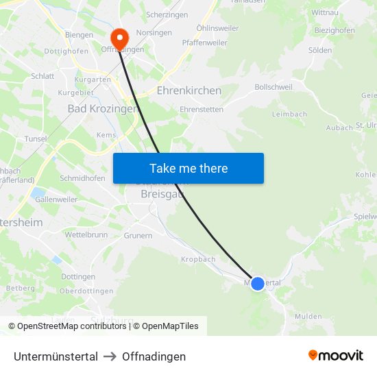 Untermünstertal to Offnadingen map
