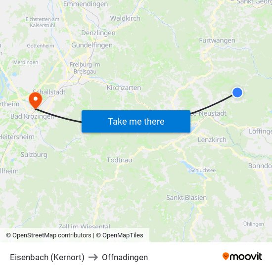Eisenbach (Kernort) to Offnadingen map
