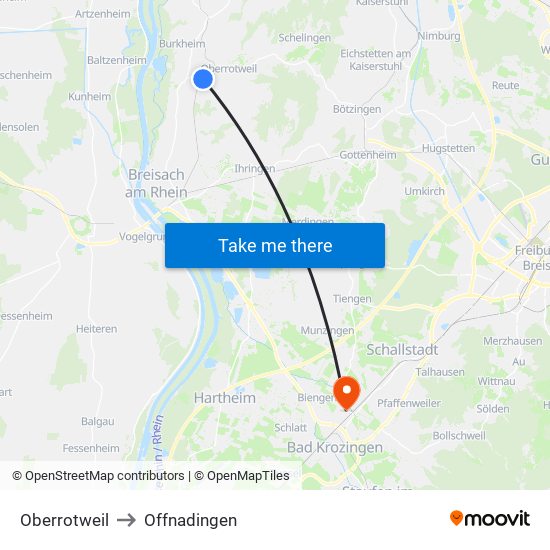 Oberrotweil to Offnadingen map