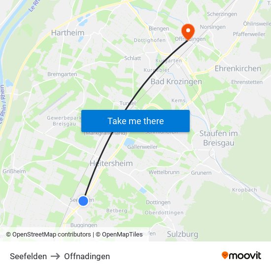Seefelden to Offnadingen map