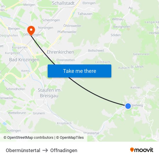 Obermünstertal to Offnadingen map