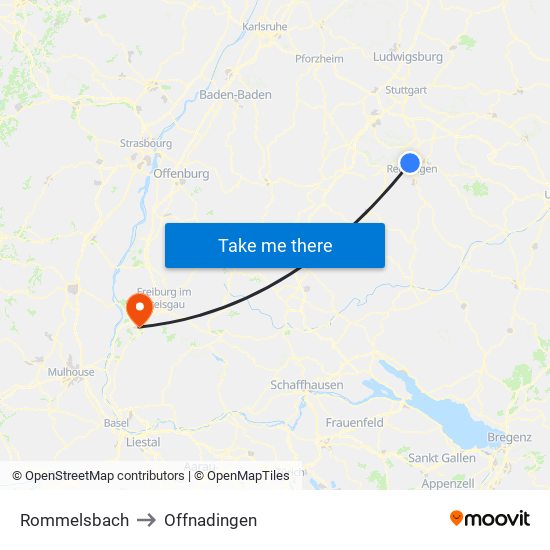 Rommelsbach to Offnadingen map