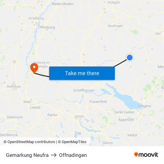 Gemarkung Neufra to Offnadingen map