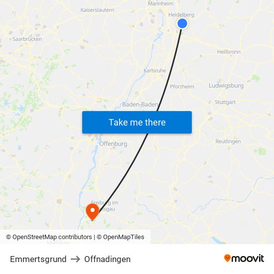 Emmertsgrund to Offnadingen map