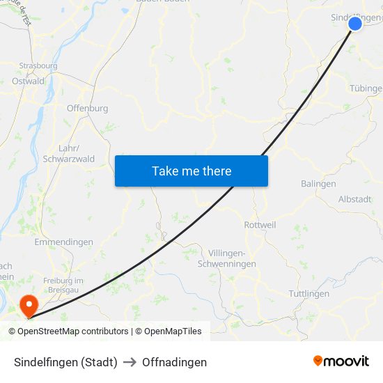 Sindelfingen (Stadt) to Offnadingen map