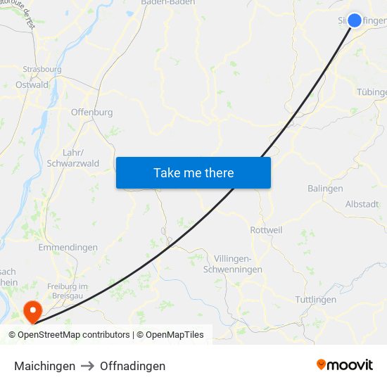 Maichingen to Offnadingen map
