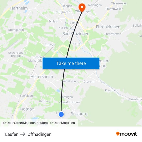 Laufen to Offnadingen map