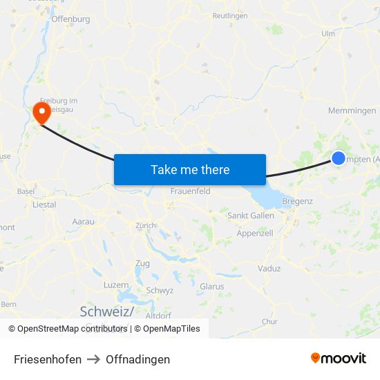 Friesenhofen to Offnadingen map