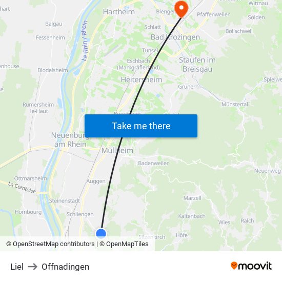 Liel to Offnadingen map