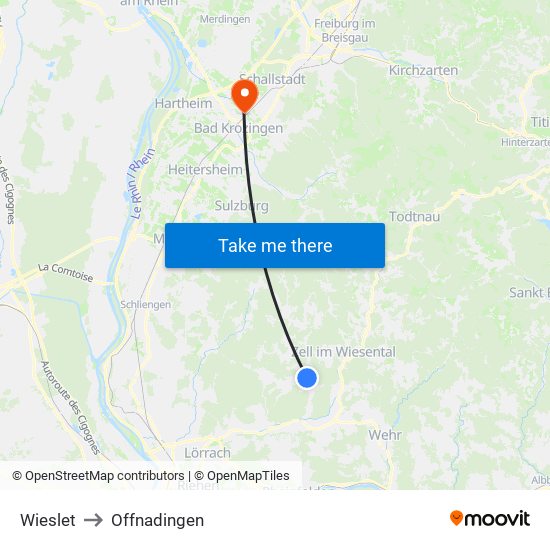 Wieslet to Offnadingen map