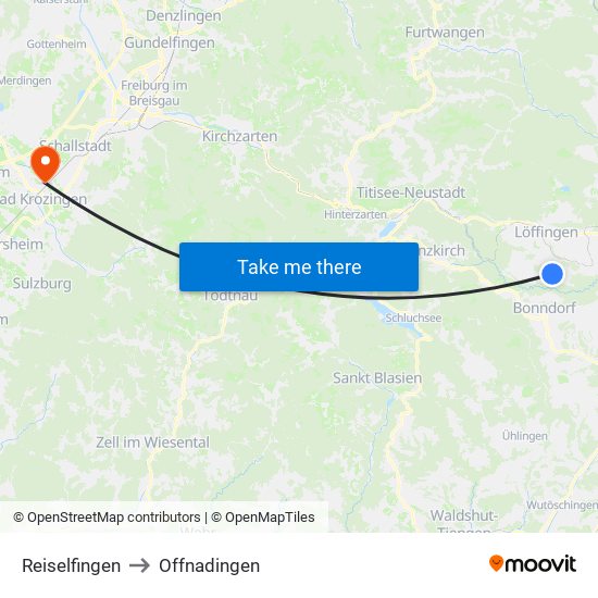Reiselfingen to Offnadingen map