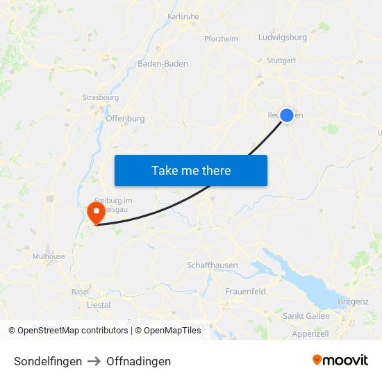 Sondelfingen to Offnadingen map