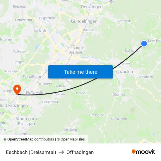 Eschbach (Dreisamtal) to Offnadingen map