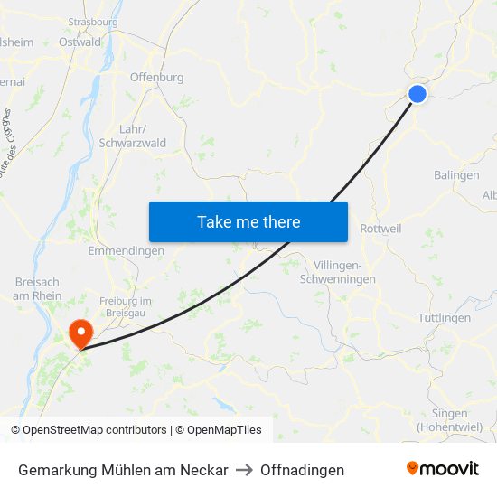 Gemarkung Mühlen am Neckar to Offnadingen map