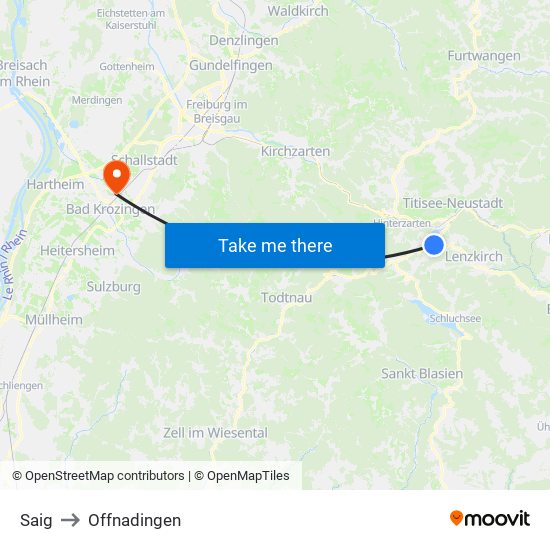 Saig to Offnadingen map