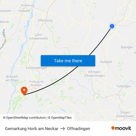 Gemarkung Horb am Neckar to Offnadingen map