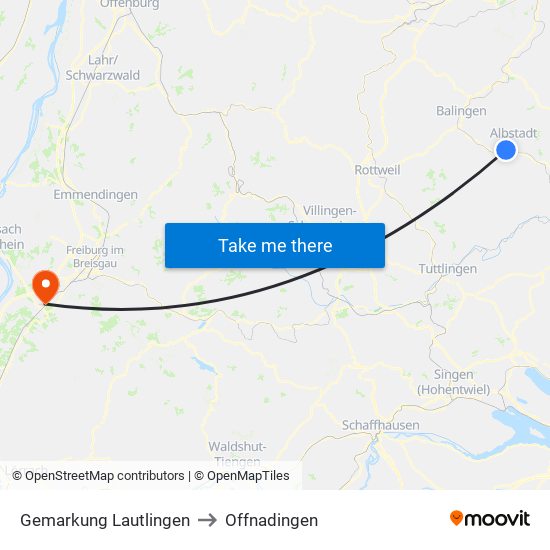Gemarkung Lautlingen to Offnadingen map