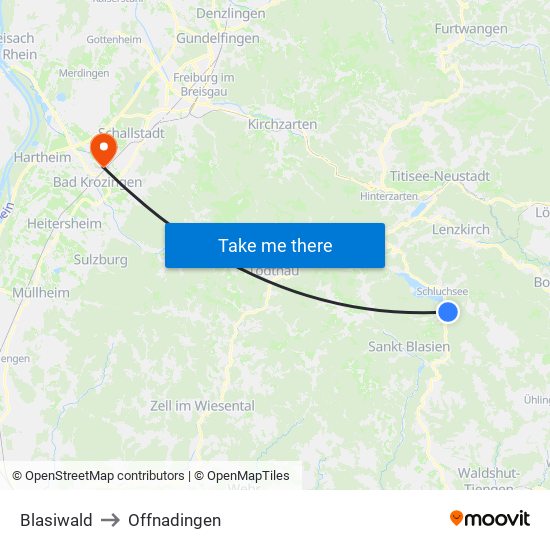 Blasiwald to Offnadingen map
