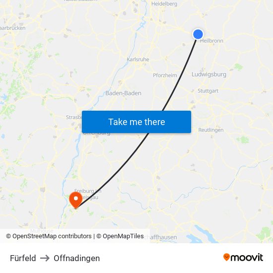 Fürfeld to Offnadingen map