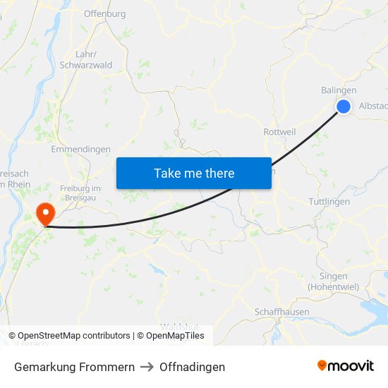 Gemarkung Frommern to Offnadingen map