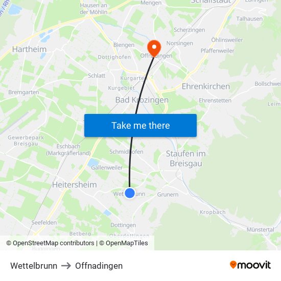 Wettelbrunn to Offnadingen map