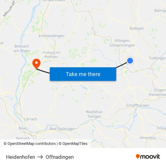 Heidenhofen to Offnadingen map