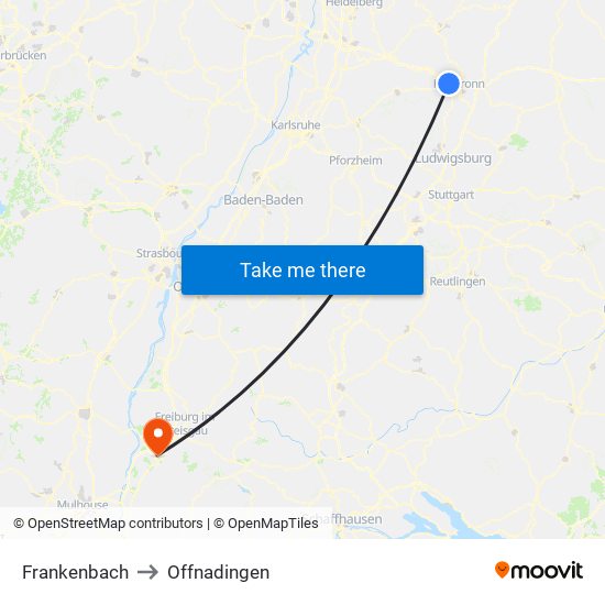 Frankenbach to Offnadingen map