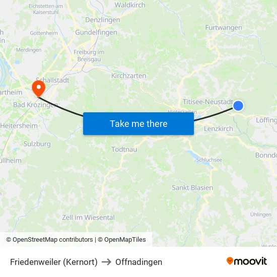 Friedenweiler (Kernort) to Offnadingen map