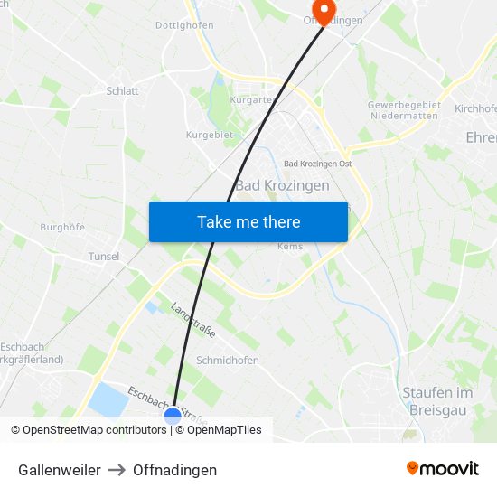 Gallenweiler to Offnadingen map