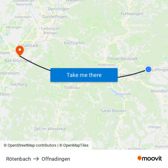 Rötenbach to Offnadingen map