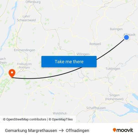 Gemarkung Margrethausen to Offnadingen map