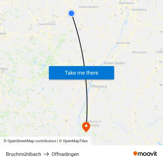 Bruchmühlbach to Offnadingen map
