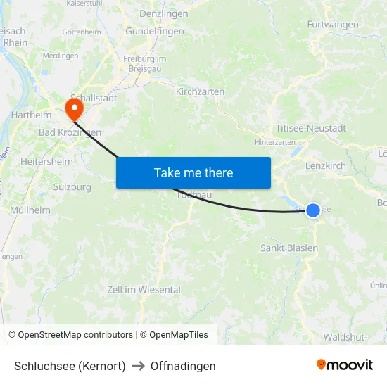 Schluchsee (Kernort) to Offnadingen map