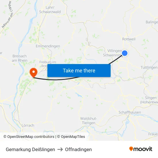 Gemarkung Deißlingen to Offnadingen map