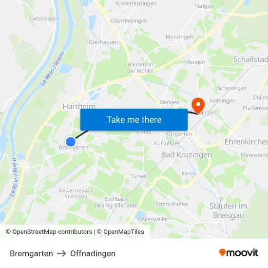 Bremgarten to Offnadingen map