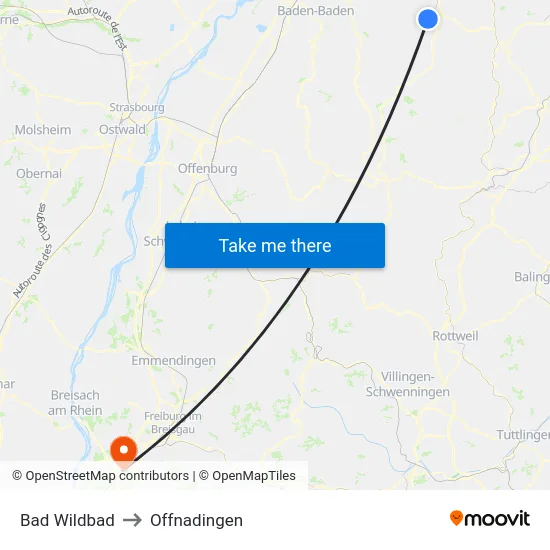 Bad Wildbad to Offnadingen map