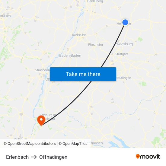 Erlenbach to Offnadingen map