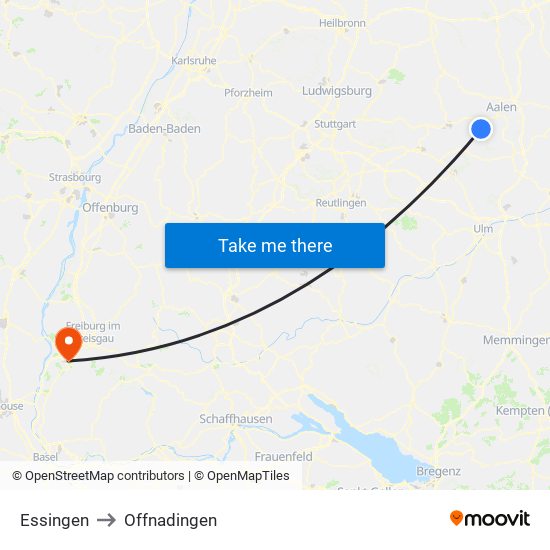 Essingen to Offnadingen map