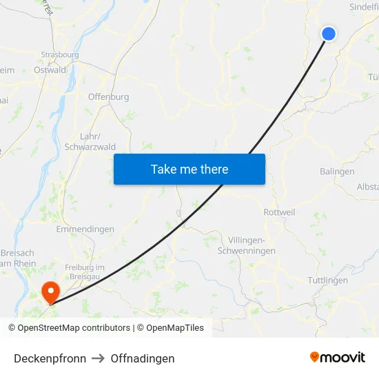 Deckenpfronn to Offnadingen map