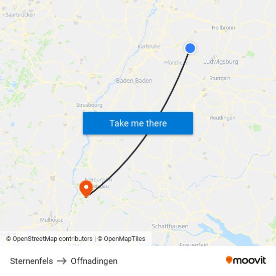 Sternenfels to Offnadingen map