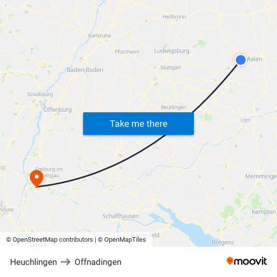 Heuchlingen to Offnadingen map