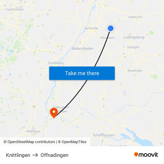 Knittlingen to Offnadingen map