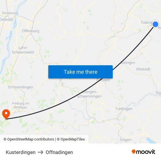 Kusterdingen to Offnadingen map