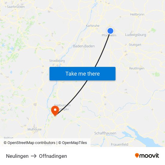 Neulingen to Offnadingen map