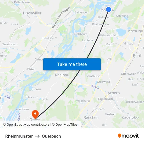 Rheinmünster to Querbach map